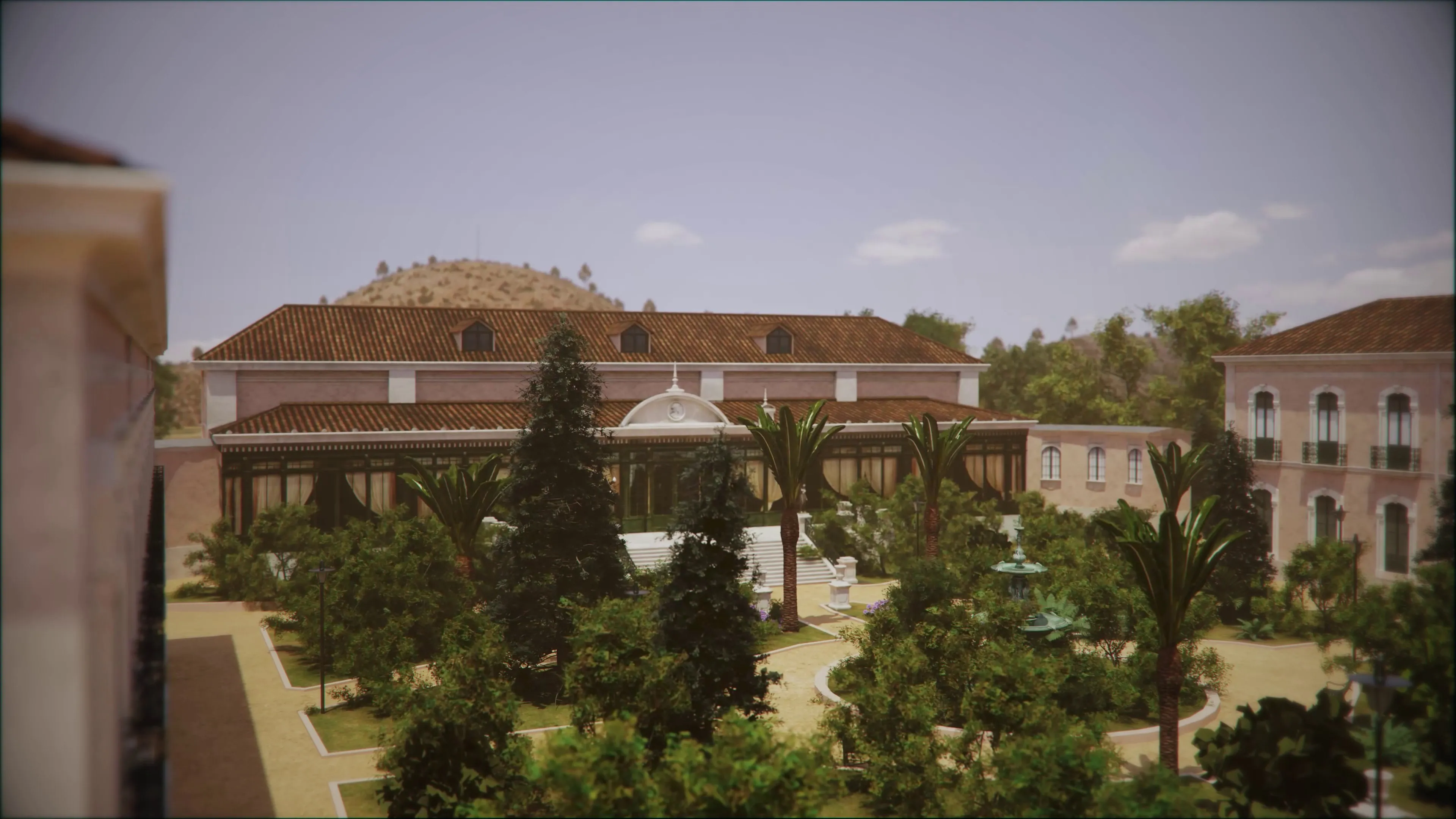 Barrio Obrero Reina Victoria de Huelva recreado en 3D, vista aérea de las casas de estilo inglés